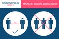 Social distancing 1 meter in public places. Keep distance for protection against the coronavirus pandemic. Keeping distance
